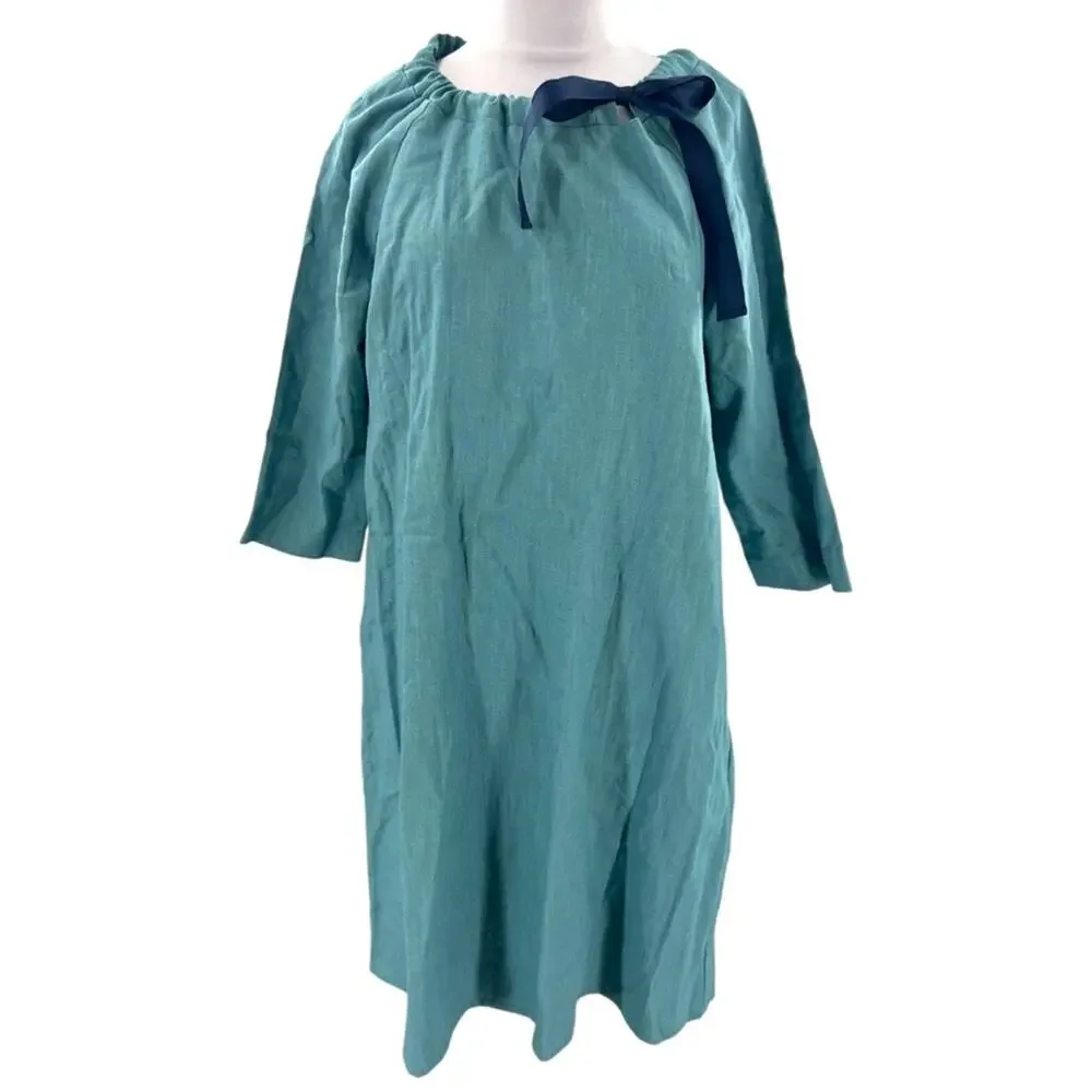 Le Muse french linen dress sz M blue - Picture 3 of 8